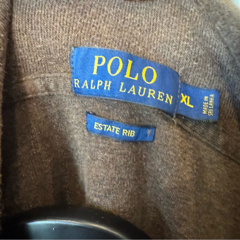 Polo Ralph Lauren Men's Estate Rib Cotton Quarter-Zip Pullover Brown Size XL - Picture 4 of 8